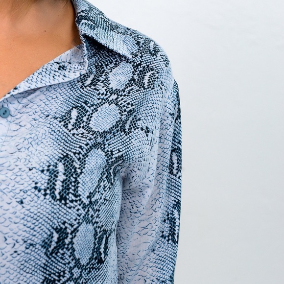 Blue Slate Snakeskin Blouse - Picture 3 of 4